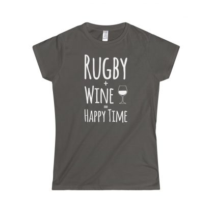 Rugby + Wine = Happy Time - Fitted Tee - Image 3