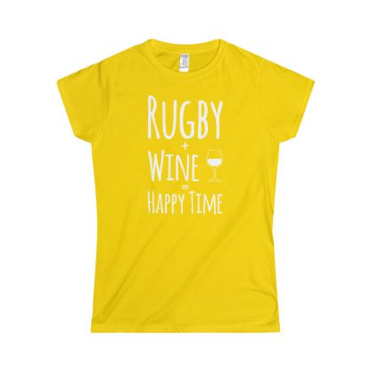 Rugby + Wine = Happy Time - Fitted Tee - Image 4