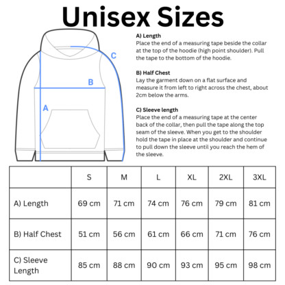 Unisex Hoodie Sizes